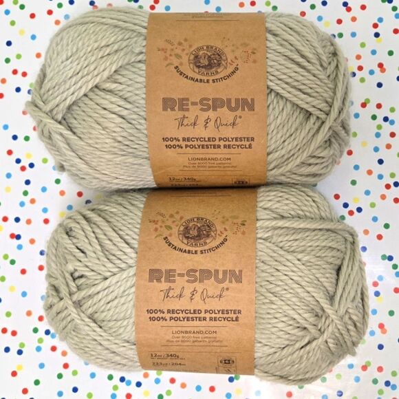 🎃🎃🎃 Lion Brand Re-Spun 2 JUMBO SKEINS PUMICE STONE 12 Oz - Picture 1 of 8